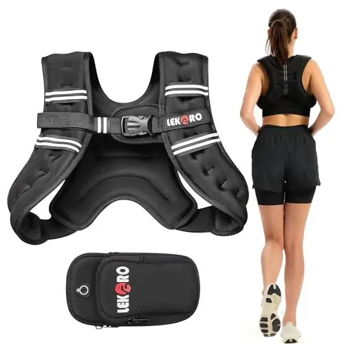 Weighted Vest for Men Women, No-Bounce 6LB 8LB 12LB 16LB 20LB 25LB 30LB Weights Vest with Adjustable Buckles & Reflective Stripes Weight Vest for Walking Running Hiking Workout