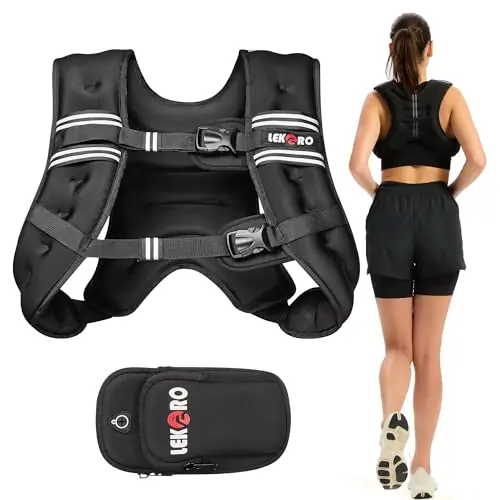 Weighted Vest for Men Women, No-Bounce 6LB 8LB 12LB 16LB 20LB 25LB 30LB Weights Vest with Adjustable Buckles & Reflective Stripes Weight Vest for Walking Running Hiking Workout