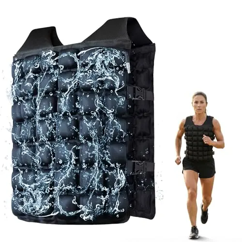 Water-Filled Weighted Vest for Women & Men, 6lb/8lb/10lb/12lb, Weight Adjustable 1-13lb Workout Vest Washable, Comfortable Fit, Odor-Free