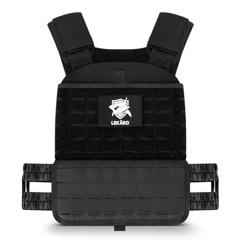 Adjustable Weighted Vest for Men Women – Tactical Vest for Rucking, HIIT & CrossFit, Fits 10x12 Plates, 600D Breathable, Weights Not Included