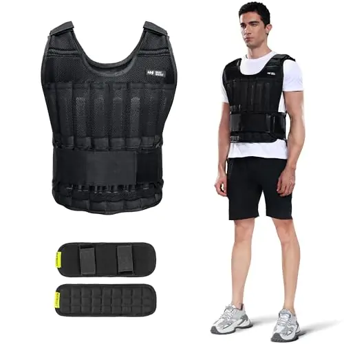 BeatBoost Weighted Vest Men 20 lb Adjustable Weighted Vest with Steel Plates Weights for Walking Strength Training Running Workout
