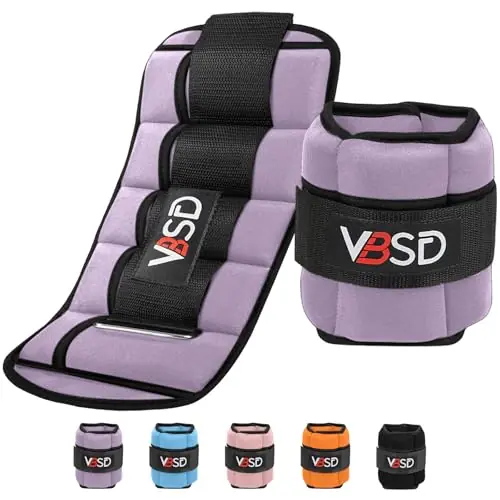 VBSD Adjustable Ankle Weights for Men Women, 10lb 1 Pair Leg Weight Straps, Weighted Ankle Weights Set, 1-5 lbs Each Ankle, 1 Pair 2-10 lbs, Lavender