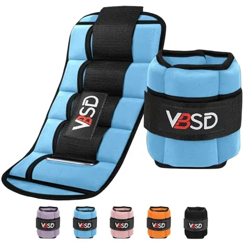 VBSD Adjustable Ankle Weights for Men Women, 10lb 1 Pair Leg Weight Straps, Weighted Ankle Weights Set, 1-5 lbs Each Ankle, 1 Pair 2-10 lbs, Blue