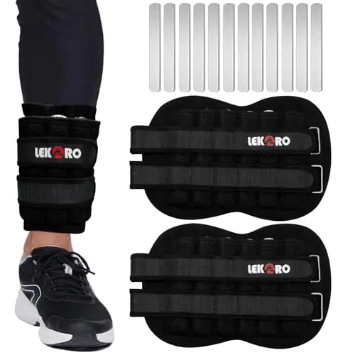 Ankle Weights Wrist Weights for Men Women, 1 Pair Adjustable Removable Steel Weighted Plates Arm Leg Weights for Walking Running Pilates, Fitness Weights