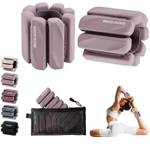 Ankle Weights for Women Men Adjustable 2LB Wrist Weights Bracelet Set of 2 for Home Gym Weighted Bangles Wristbands Leg Arm Weights, Rose Pink