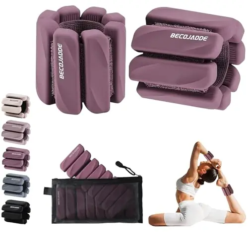 Ankle Weights for Women Men Adjustable 2LB Wrist Weights Bracelet Set of 2 for Home Gym Weighted Bangles Wristbands Leg Arm Weights, Deep Plum