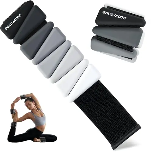 BECOJADDE Ankle Weights for Women Wrist Weights Set of 2 (1 lb Each) Adjustable Arm Leg Weight for Womens Men Suitable, Gradient Black