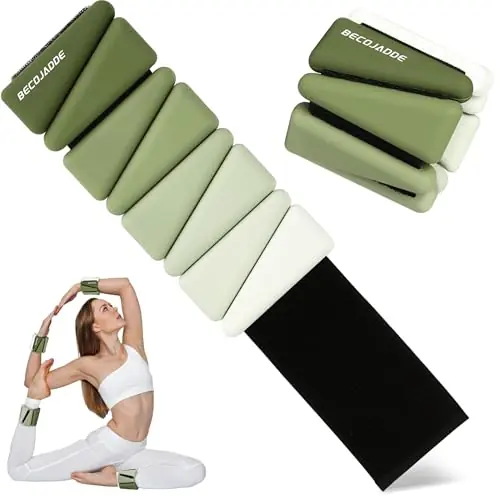BECOJADDE Ankle Weights for Women Wrist Weights Set of 2 (2 lb Each) Adjustable Arm Leg Weight for Womens Men Suitable for Walking, Gradient Green