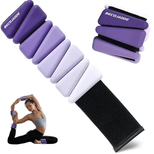 BECOJADDE Ankle Weights for Women Wrist Weights Set of 2 (1 lb Each) Adjustable Arm Leg Weight for Womens Men, Gradient Purple