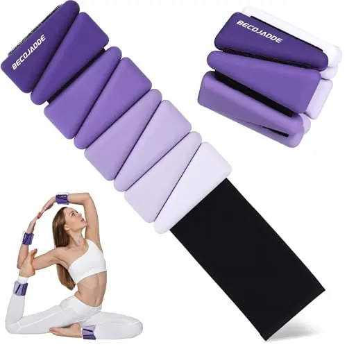 BECOJADDE Ankle Weights for Women Wrist Weights Set of 2 (2 lb Each) Adjustable Arm Leg Weight for Womens Men, Gradient Purple