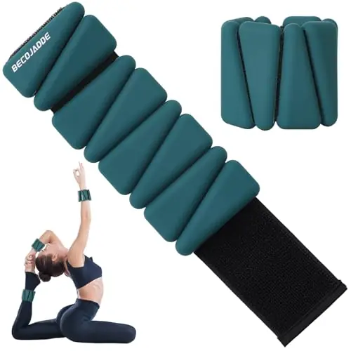 Ankle Weights Set of 2 (1 lb Each) Adjustable Wrist Weights for Women Men Wearable Arm Leg Weight for Pilates, Running, Walking, Workout, Yoga, Deep Emerald