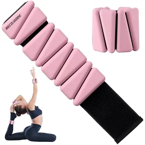 Ankle Weights Set of 2 (1 lb Each) Adjustable Wrist Weights for Women Men Wearable Arm Leg Weight for Pilates, Running, Walking, Workout, Yoga, Pink