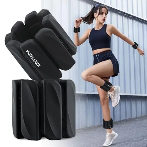 INDEPANDIA Wrist & Ankle Weights for Women and Men, 2lbs Pair Adjustable Silicone Weighted Bangles for Arm & Leg Workouts, Black