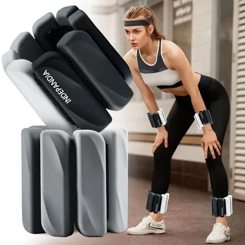 INDEPANDIA Wrist & Ankle Weights for Women and Men, 4lbs Pair Adjustable Silicone Weighted Bangles for Arm & Leg Workouts, Gradient Black