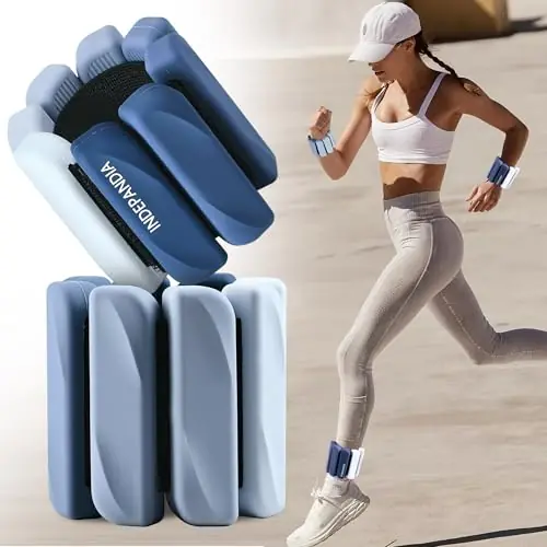 INDEPANDIA Wrist & Ankle Weights for Women and Men, 2lbs Pair Adjustable Silicone Weighted Bangles for Arm & Leg Workouts, Gradient Blue