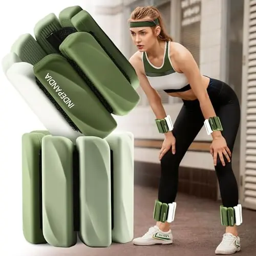 INDEPANDIA Wrist & Ankle Weights for Women and Men, 4lbs Pair Adjustable Silicone Weighted Bangles for Arm & Leg Workouts, Gradient Green