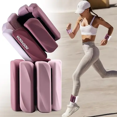 INDEPANDIA Wrist & Ankle Weights for Women and Men, 2lbs Pair Adjustable Silicone Weighted Bangles for Arm & Leg Workouts, Gradient Rose Mauve