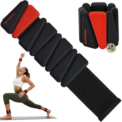 INDEPANDIA Wrist Ankle Weights for Women & Men, 2lbs Adjustable Weighted Bangles to Boost Calorie Burn & Strength, Arm & Leg Weights Black & Red