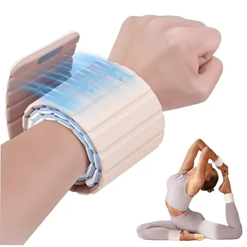 BECOJADDE Wrist Weights Ankle Weights for Women 1 Pair (2.2 lb Each) Silicone Magnetic Leg Arm Weighted Bracelet for Home Yoga Pilates, Beige Taupe