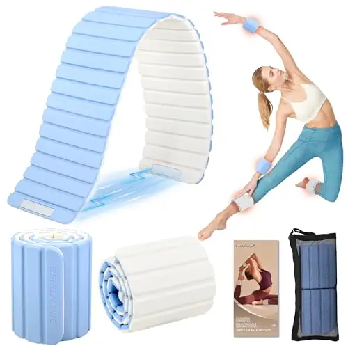 BECOJADDE Wrist Weights Ankle Weights for Women 1 Pair (1.1 lb Each) Silicone Magnetic Leg Arm Weighted Bracelet for Home Yoga Pilates, Blue Cream