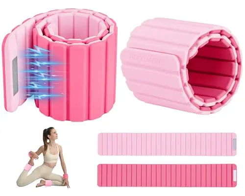 BECOJADDE Wrist Weights Ankle Weights for Women 1 Pair (2.2 lb Each) Silicone Magnetic Leg Arm Weighted Bracelet for Home Yoga Pilates, Pink Blush