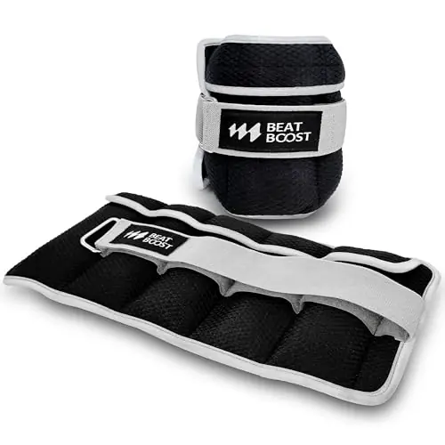 Adjustable Ankle Wrist Weights for Women Men A Pair of 10 Lbs BeatBoost Arm Leg Weight Straps for Walking Pilates Exercise Workout Gym Aerobics Black