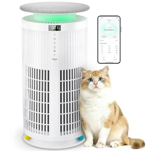 Large Air Purifiers for Home Large Room up to 4200ftยฒ, Yaber HEPA Air Purifier for Home Pets, Auto Mode PM2.5 VOC Monitor with Lights