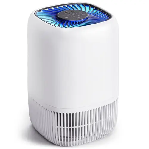 Air Purifiers for Home with H13 Quiet HEPA Filter Up to 1076 Ft² for Pet Hair, Odors, Pollen, Smoke, Compact Air Cleaner with 3 Speeds, White