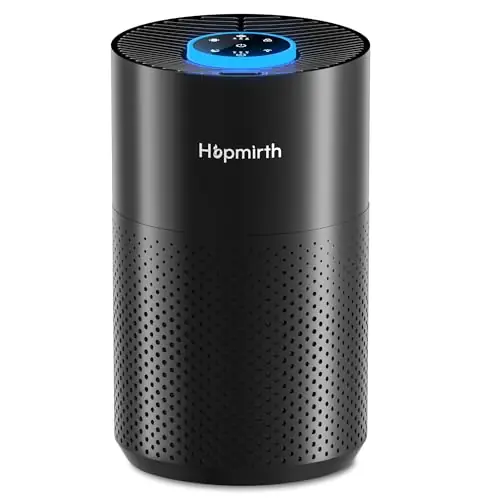 Hopmirth Upgraded Air Purifiers for Bedroom & Home with H14 True HEPA Filter, Covers Up to 1280ft², 360° Air Intake, Quiet Pet Air Purifier, Black