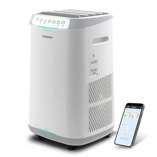 Nuwave Forever Air Purifier for Home Large Room Up to 2,002 Ft², Dual Sensors, 7 Easy to Clean & Washable Filters, Smart WiFi, Removes Smoke