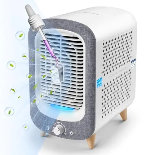 Jafanda Air Purifier for Home Bedroom 780sq ft, HEPA & Activated Carbon, Air Cleaner with Fragrance Sponge & Nightlight, Grey