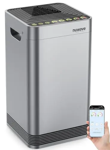 Nuwave Whole House Air Purifiers, Oxypure Smart Air Purifier with 5 Stage Tower Structure Air Filter, Air Quality & Odor Sensors, Sleep Mode for Bedroom