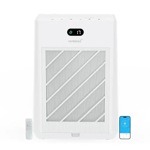 Newpad Air Purifiers for Home Large Room Covers Up to 2277 Ft², 22 dB HEPA Air Purifiers for Home Bedroom, Air Quality Monitor, Timer, Child Lock, KJ-520, White