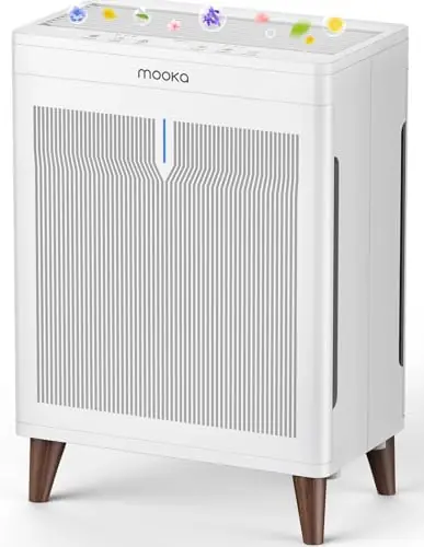 MOOKA Air Purifiers for Home Bedroom Large Room 2800 Ftยฒ, Double-Sided HEPA Air Cleaner with Washable Pre-Filter, PM2.5 Air Quality Monitor