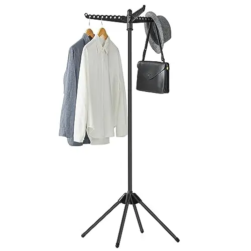 SONGMICS Clothes Drying Rack, 59-Inch Folding Laundry Drying Rack with 3 Rotatable Arms for Hangers, 4 Legs, Black ULLR510B01