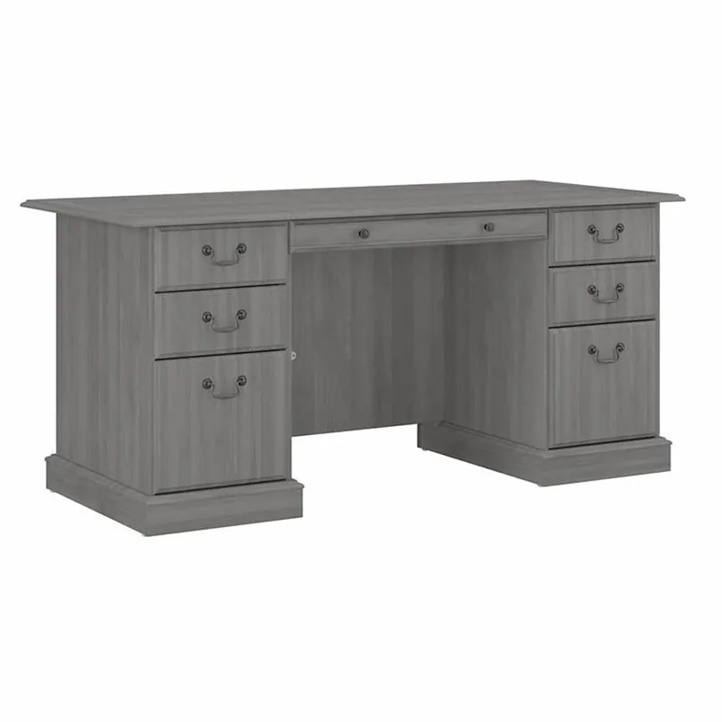 Bush Home Saratoga Executive Desk with Drawers in Modern Gray