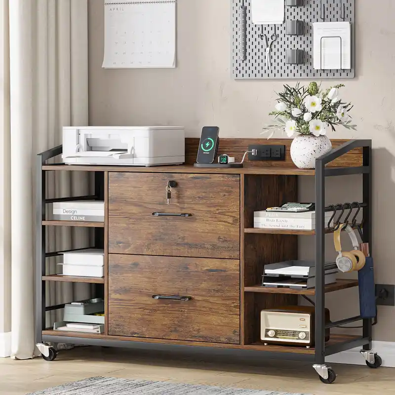 File Cabinet, Filing Cabinet fits Legal/Letter Size, 2 Drawer File Cabinets for Home Office with Lock