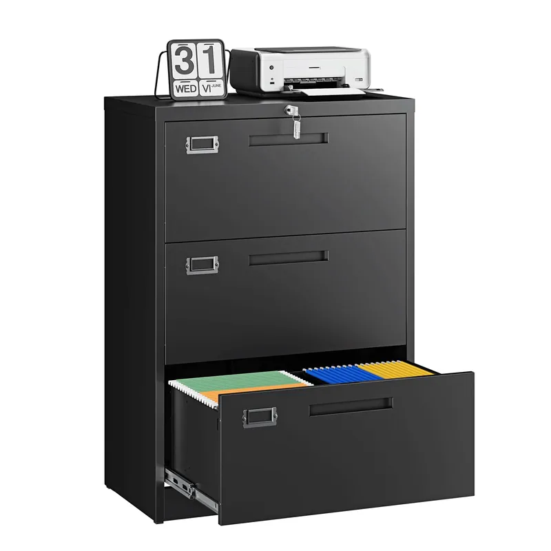 Letaya 3 Drawer File Cabinets with Lock,Metal Lateral Filing Storage Cabinet Printer Stand