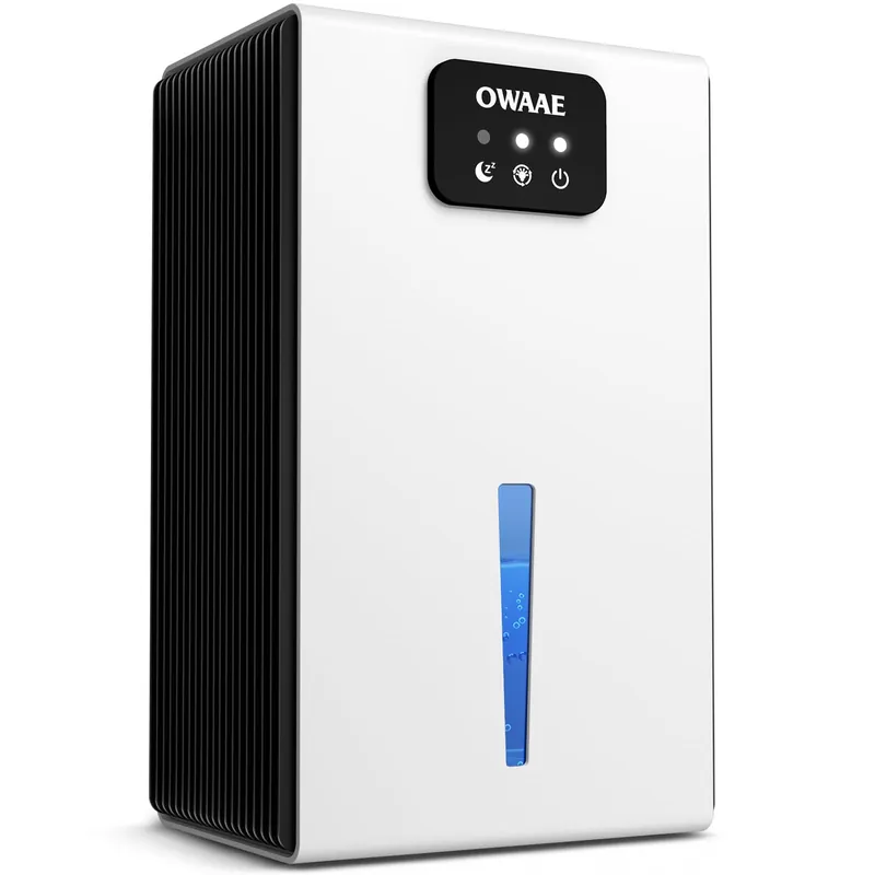OWAAE Dehumidifier, 1000 sq.ft Quiet Dehumidifiers for Home Bedroom Bathroom Basement with 95oz Water Tank, Sleep Mode, Auto Shut-Off 7 Colors LED Light, White