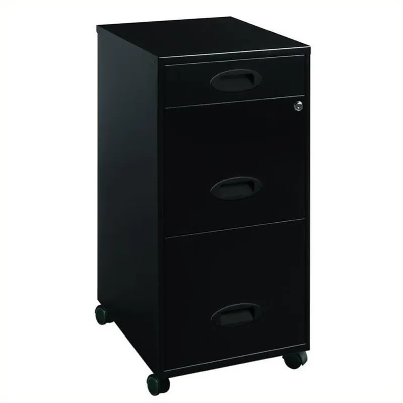 3 Drawers 29.52" Vertical Black Metal Filing Cabinet Lockable Pre-Assembled Movable Letter Size for Home