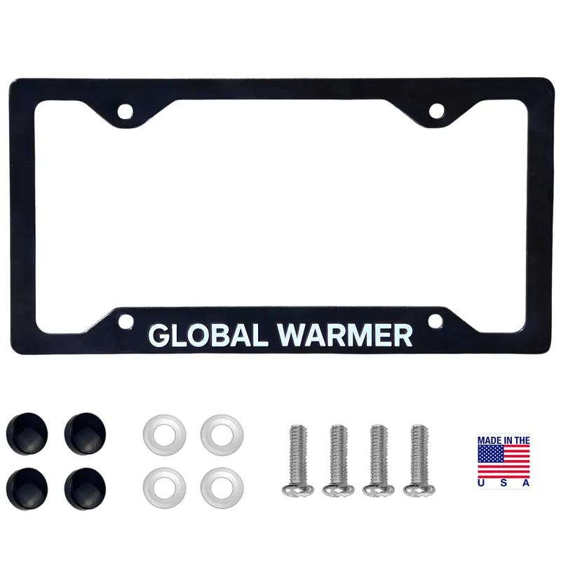 ‘Global Warmer‘ Funny Satire License Plate Frame - Durable ABS Novelty Tag Holder for Trucks, SUVs, Diesel & Off-Road Vehicles, Includes Hardware, Fits Standard U.S. Plates