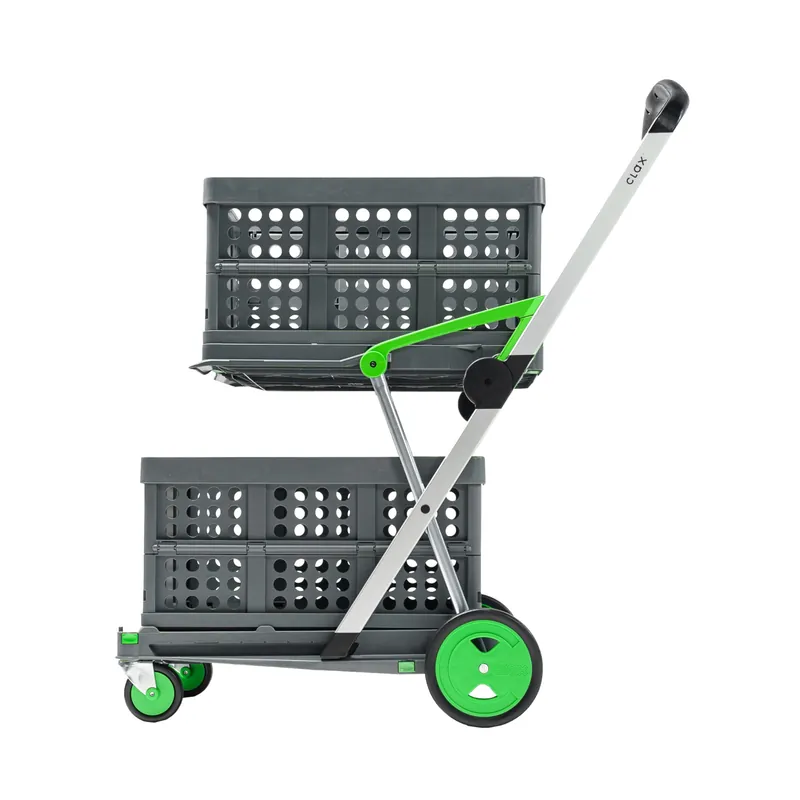 Multi Use Functional Collapsible Carts Mobile Folding Trolley Storage Cart Wagon Shopping Cart with 2 Storage