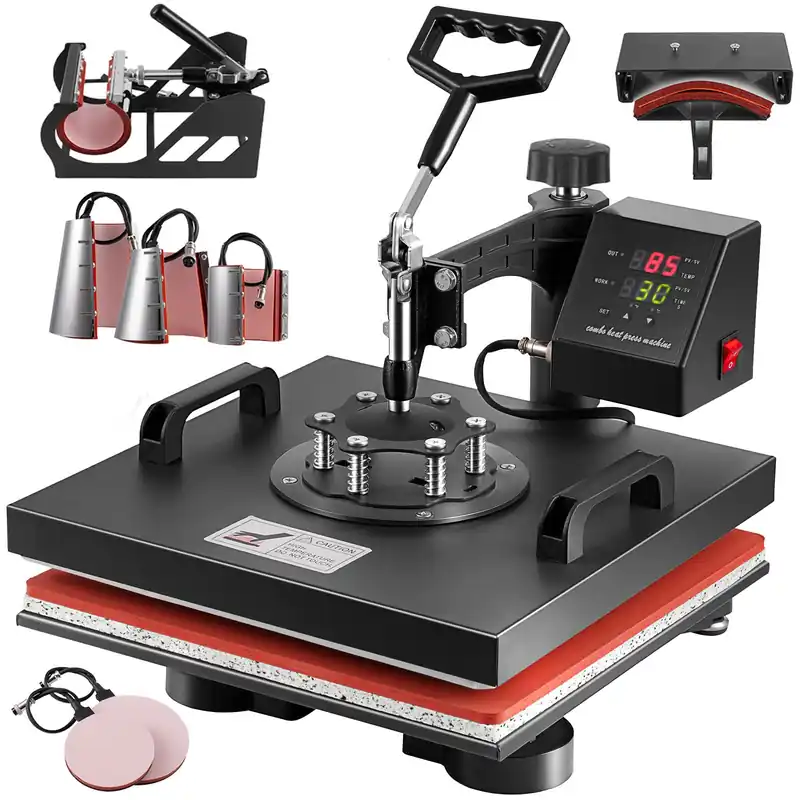 Topdeep Heat Press 15x15 Inch 8 in 1 Heat Press Machine, Swing Away T Shirt Pressing Machine Digital Control