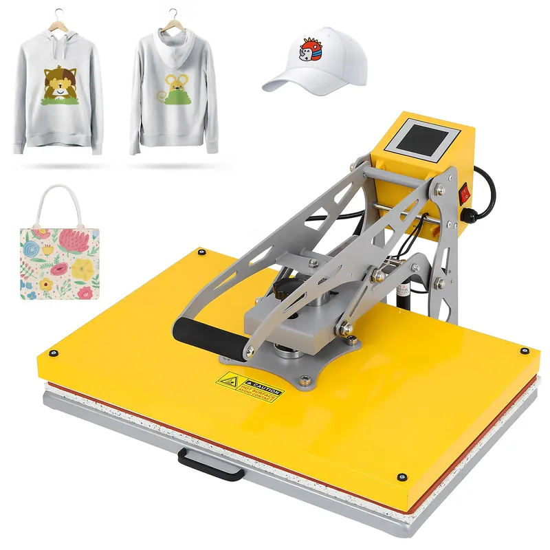 Semi-Auto Heat Press Machine, 16x24inch Heat Press with Slide-Out Base, 110V 2000W High-Pressure Sublimation Transfer Machine