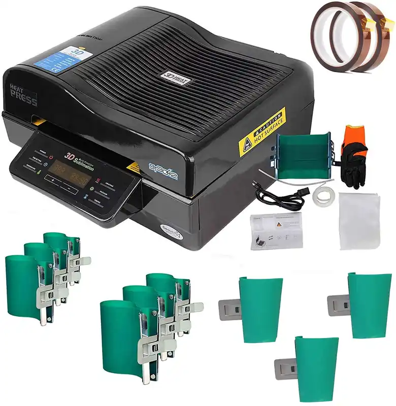 3D Vacuum Sublimation Heat Press Machine Muti-fuction Sublimation Machine Kit with 9 Pieces Rubber Clamp
