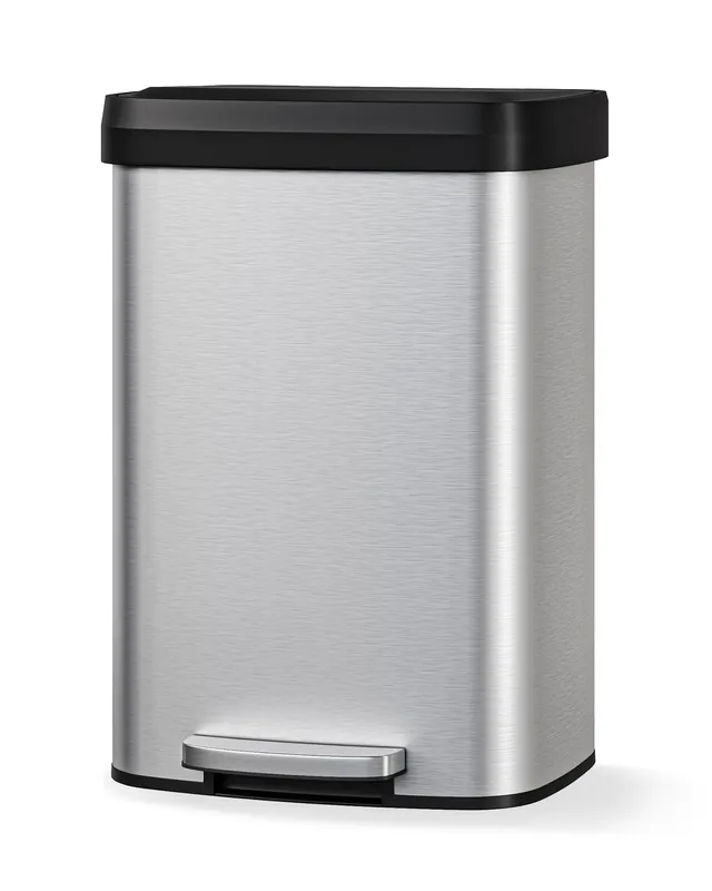 Garvee 13 gal / 50 L Stainless Steel Trash Can with Lid, Large Garbage Can for Kitchen