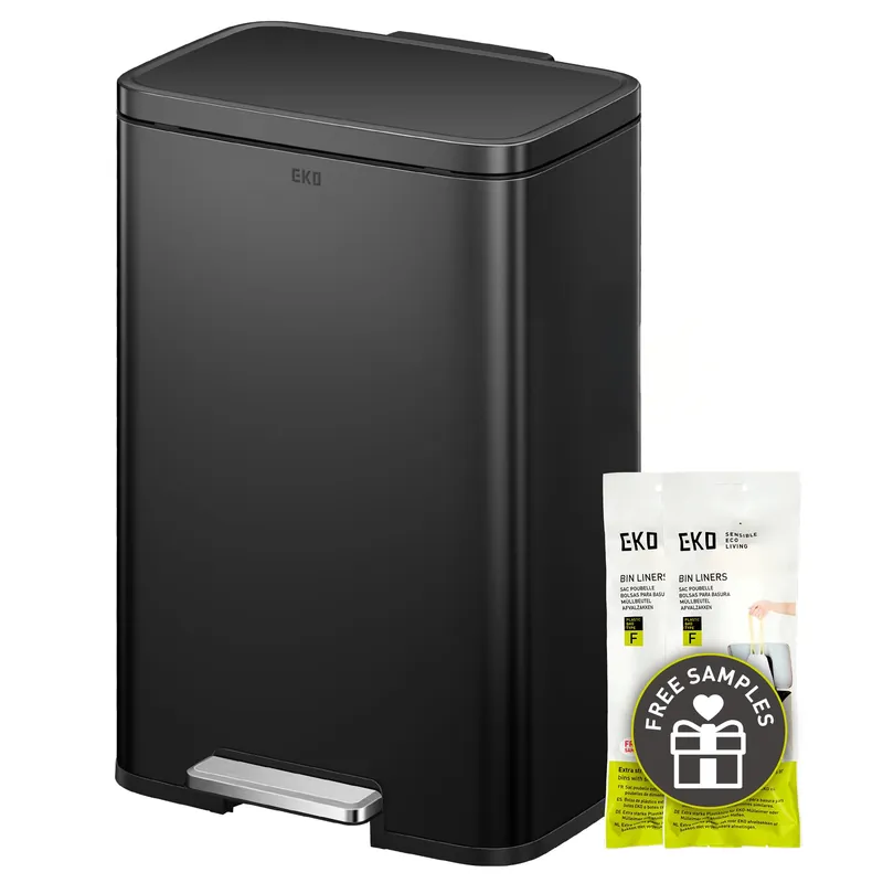 Madison Matte Black Stainless Steel 13.2 Gal/50L Kitchen Step Trash Can or Recycling Bin