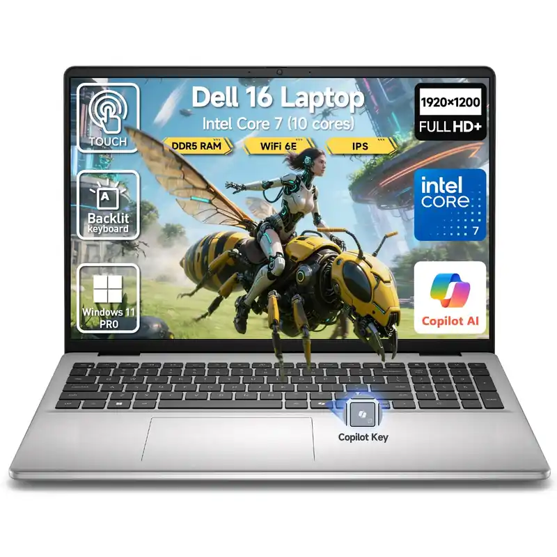 2026 Dell 16 Touchscreen Laptop Computer, 16" FHD+ Touch Screen Student&Business Laptop PC