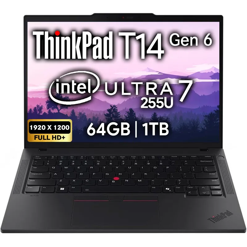 ThinkPad T14 G6 Business Laptop 14" WUXGA+ IPS, Intel Ultra 7 255U, 64GB RAM, 1TB SSD PCIe