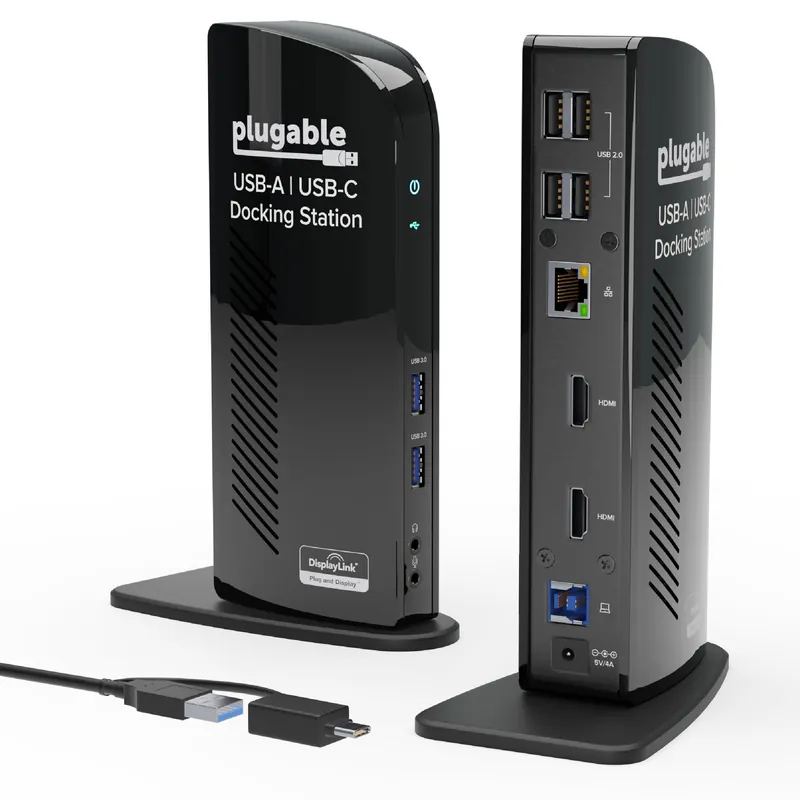 Plugable Universal Laptop Docking Station Dual HDMI Monitor for Windows and Mac (Driver Required